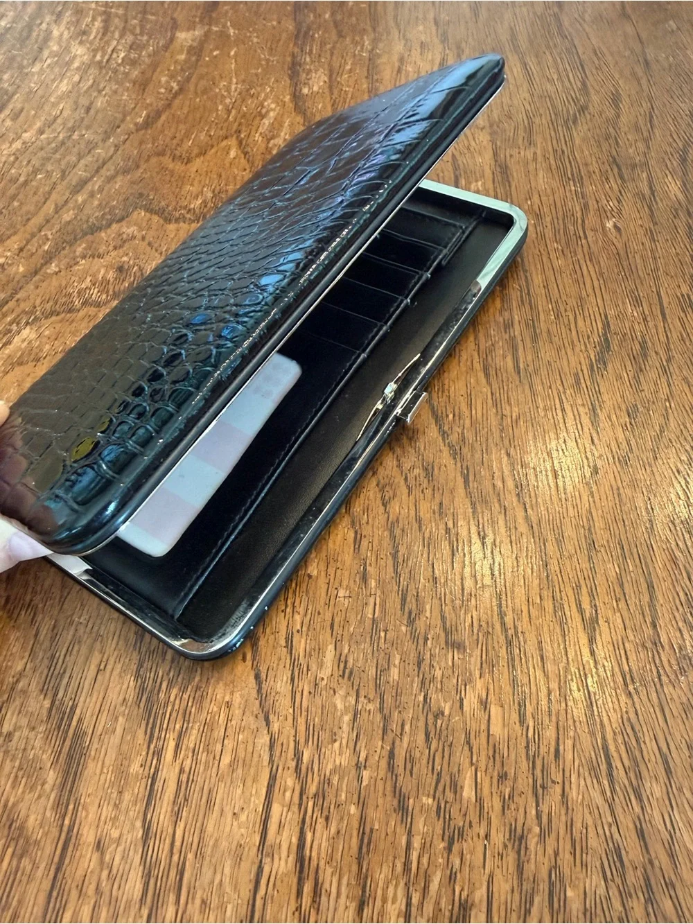 Buxton Black croc embossed Leather Clasp Wallet Organizer